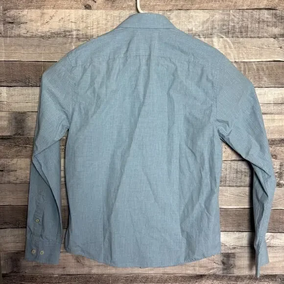 UNTUCKit Mens Slim Fit Shirt Medium Blue Checkered Preppy Classic Button Up - Picture 6 of 8